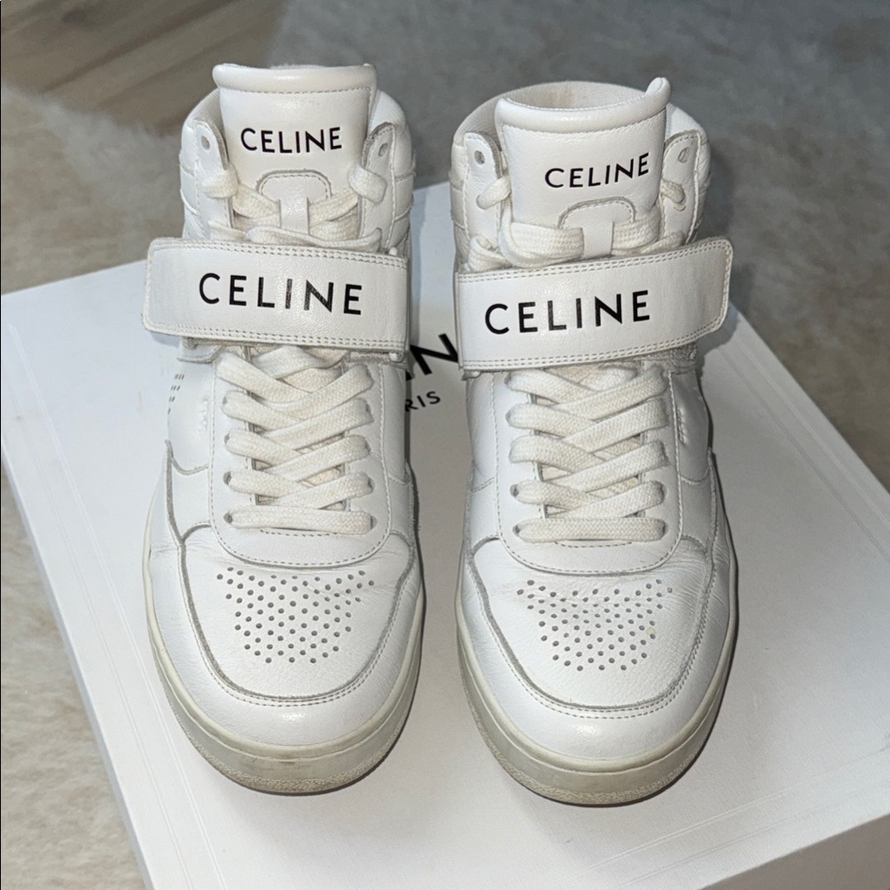 Celine White Leather High-Tops CT-03